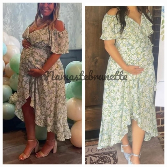 Nwt Lulu's S Green Floral Print Cold Shoulder Wrap Dress - Picture 11 of 14